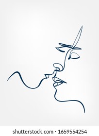 kiss vector art line isolated doodle illustration