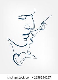 kiss vector art line isolated doodle illustration