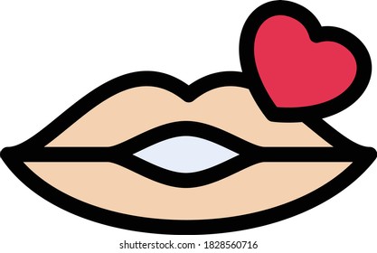 kiss vector flat color icon 