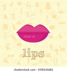 kiss vector flat illustration, lips vector illustration