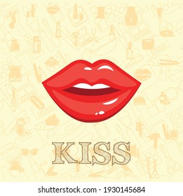 ilustración plana vector de beso, ilustración vectorial de labios