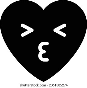 icono plano de glifo vector de beso