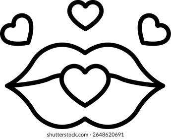 Design de ícone de linha de vetor de beijo