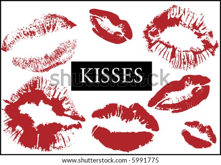 KISS VECTOR -  LIPSTICK RED DESIGN ELEMENTS  - CHANGE COLOR IF YOU WANT