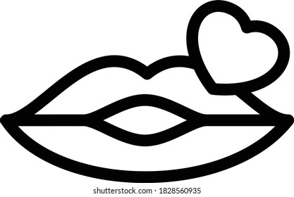 icono de la línea delgada del vector de beso 