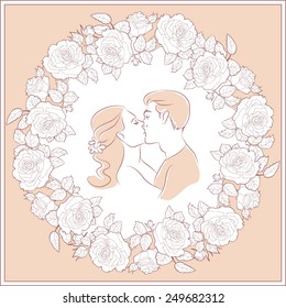 Kiss. Wedding invitation. Vector illustration 2