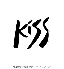 TIPOGRAFÍA EN COLOR NEGRO DE LETRAS DE BESOS. Arte vectorial aislado sobre fondo blanco.