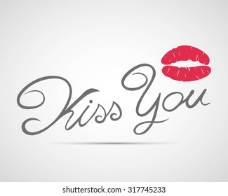 kiss you, font graphic design, vector illustration, creative