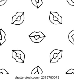 Kisses doodle Vektorgrafik, nahtlos Muster auf weißem Hintergrund
