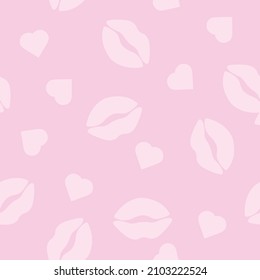 Kisses and Hearts seamless Pattern. Vecctor seamless pattern or background