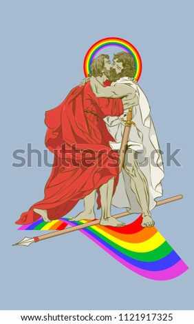 Similar – Image, Stock Photo Soldier standing on LGBTQ+ stairs
