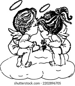 Kissing Angels Couples With Heart