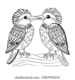 Kissing birds vintage vector illustration