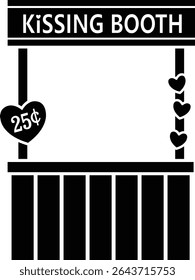 kissing booth silhouette Vector illustration Isolated.
Couple kissing booth silhouette art design.
For celebrating Valentine's Day, wedding or birthday.
Transparent background.