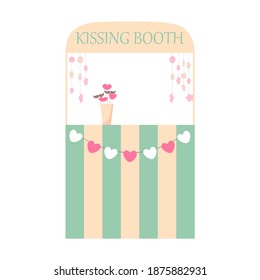 Kissing booth for valentine's day, wedding. Romantic holiday element. Vector flat illustration.