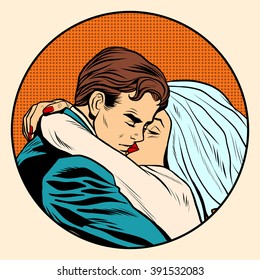 Kissing bride and groom wedding