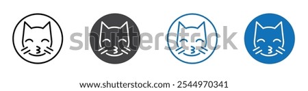 Kissing cat icon Logo sign in thin line outline