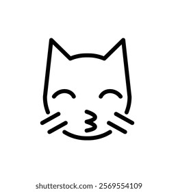 Kissing cat icon Thin vector set