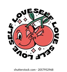 kissing cherry love mascot graphic design illustration vector