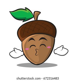 Kissing closed eyes acorn cartoon character style