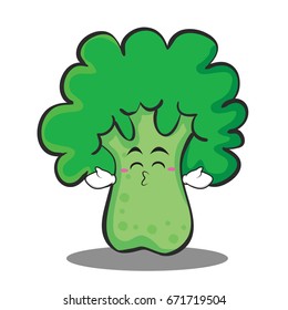 Kissing closed eyes broccoli chracter cartoon style