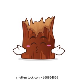 Kissing closed eyes broken tree cartoon character vector art