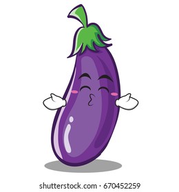 Kissing closed eyes eggplant character cartoon style vector art