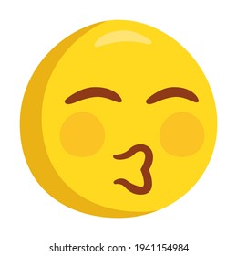Kissing With Closed Eyes Emoji Icon Illustration. Kissy Vector Symbol Emoticon Design Doodle Vector.