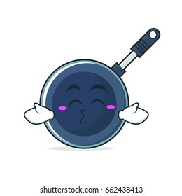 Kissing closed eyes frying pan character
