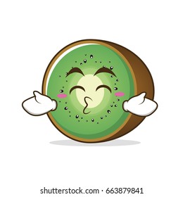 Kissing closed eyes kiwi fruit cartoon character vector art