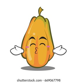 Kissing closed eyes papaya cartoon character design illustration