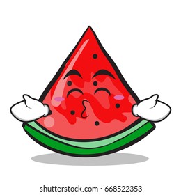 Kissing closed eyes watermelon character cartoon style illustration