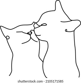 Kissing couple of cats for valentine day or wedding. Valentine day vector illustration for t-shirt, slogan design, print style, graphics