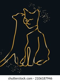 Kissing couple of cats for valentine day or wedding. Valentine day vector illustration for t-shirt, slogan design, print style, graphics