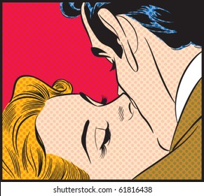 Kissing Couple - Contains separate solid color and dot layers