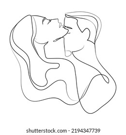 Kissing Couple Continuous Line Drawing Minimalistic Stock Vector ...