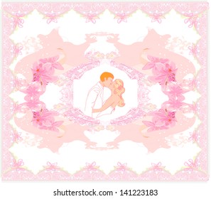 kissing couple, elegant wedding invitation