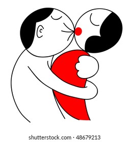 kissing couple. fun. icon. vector