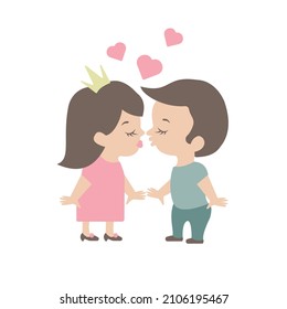 Kissing couple with hearts. Valentine's day card.