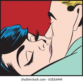 Kissing Couple II - Contains separate solid color and dot layers