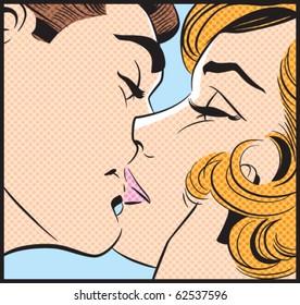 Kissing Couple III - Contains separate solid color and dot layers