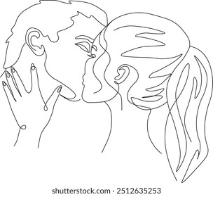 Kissing Couple Line Art illustration