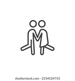 Icono de línea de pareja de besos. signo de estilo lineal para el concepto móvil y el Diseño web. Una pareja compartiendo un ícono de Vector de contorno de beso. Símbolo romántico, ilustración del logotipo. Gráficos de Vector