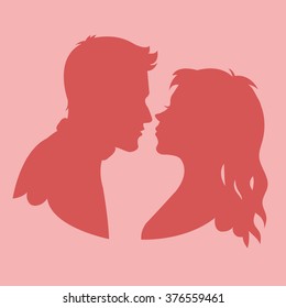 Kissing Couple In Love Silhouette Vector Illustration