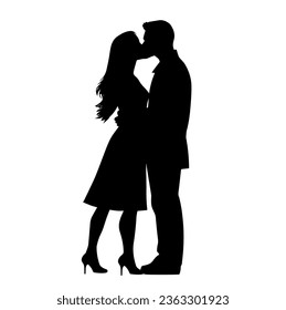 Kissing couple, couple are kissing. Couple loving people silhouettes