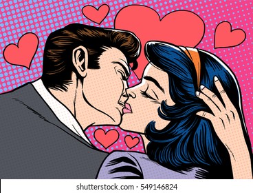 Kissing Couple -Man and woman romantic wedding or Valentines day