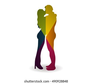 kissing couple multicolor icon vector