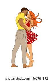 kissing couple on a white background, vector