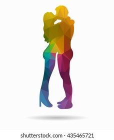 kissing couple poly icon