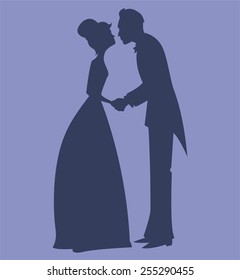 Kissing couple silhouette